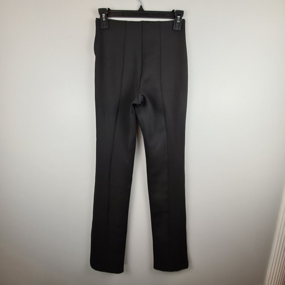 Good American Scuba Pintuck Slim Flare Trousers Size 0 Black High Rise Side Zip - Picture 7 of 11